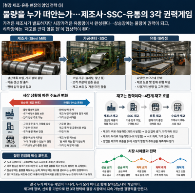 [철강 제조·유통 현장의 영업 전략 ③] 물량을 누가 떠안는가…제조사-SSC-유통의 3각 권력게임